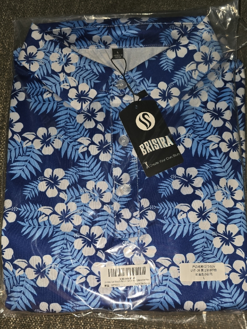 Men's Blue Floral Brisira Golf Shirt